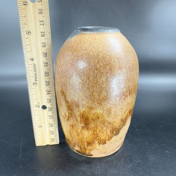 Vintage Hand Made Pottery Vase Vessel Brown Drip Glaze Artists Marked Vase VTG - Picture 4 of 15